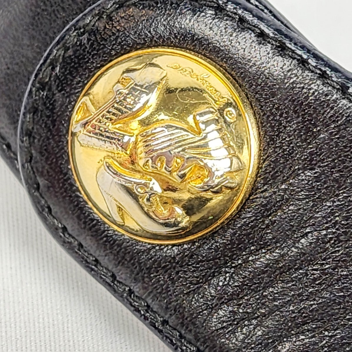 Vintage Salvatore Ferragamo Black Leather Gold Detail Belt Size S