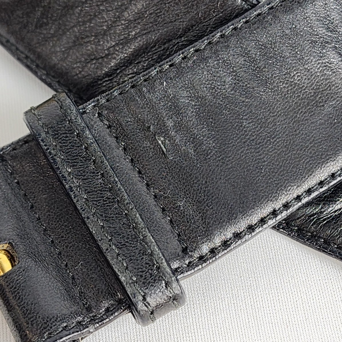 Vintage Salvatore Ferragamo Black Leather Gold Detail Belt Size S