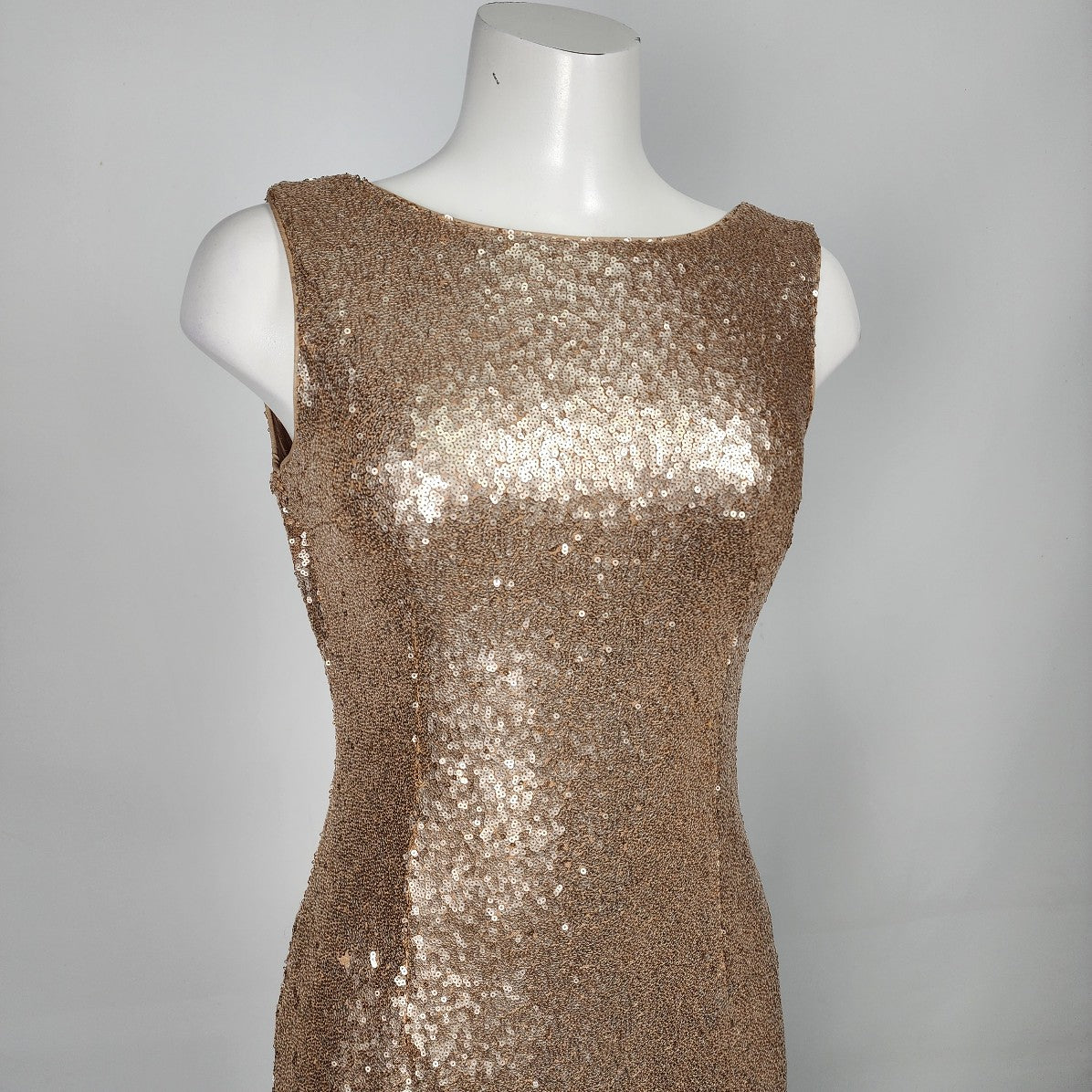 Lulus Gold Sequin Low Back Mermaid Dress Size M-L