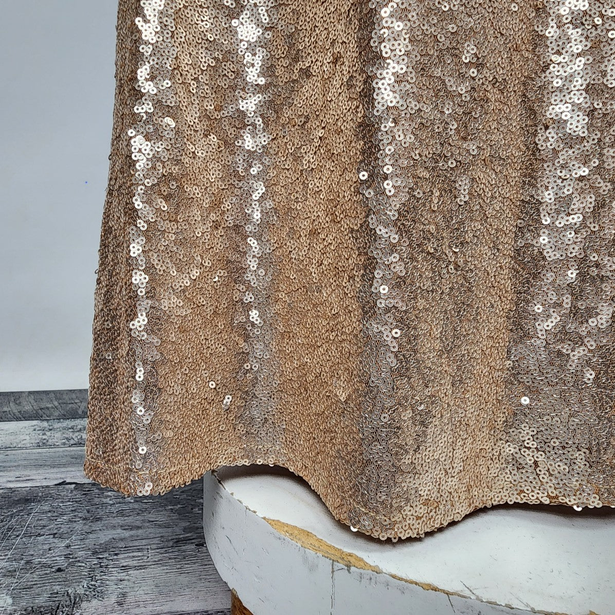 Lulus Gold Sequin Low Back Mermaid Dress Size M-L