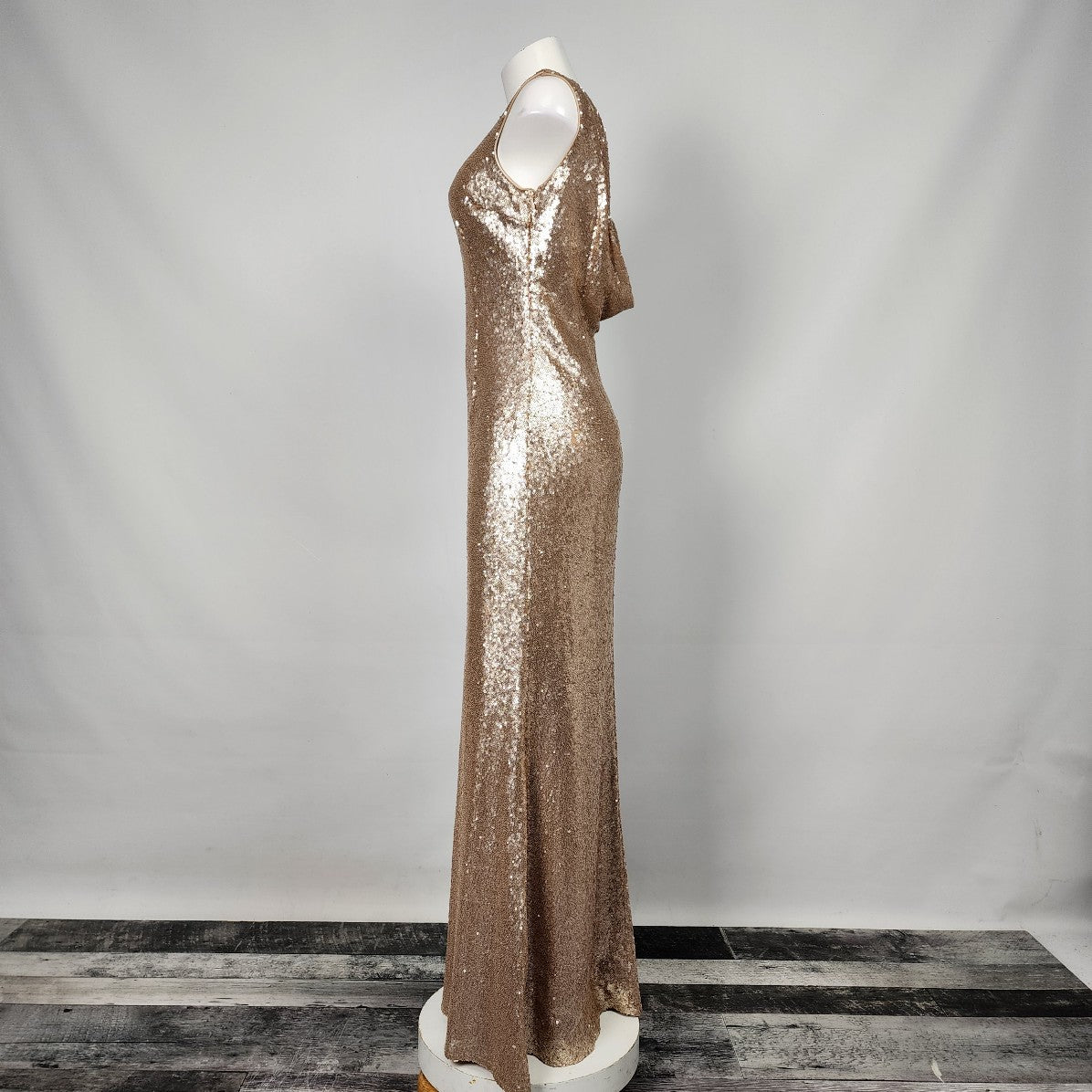 Lulus Gold Sequin Low Back Mermaid Dress Size M-L