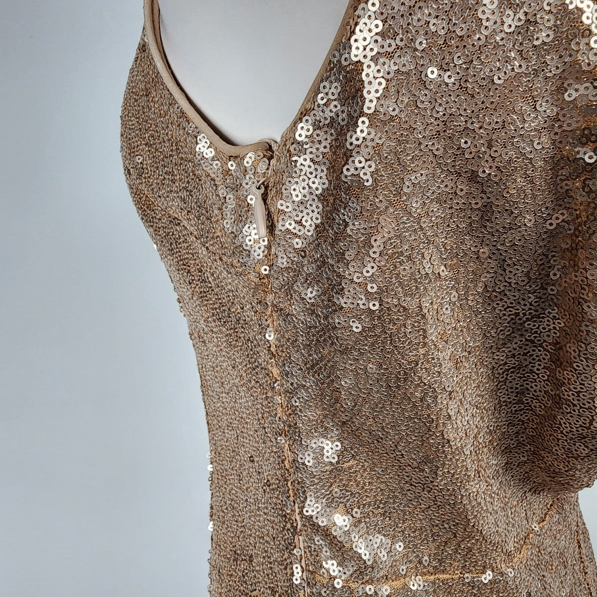Lulus Gold Sequin Low Back Mermaid Dress Size M-L