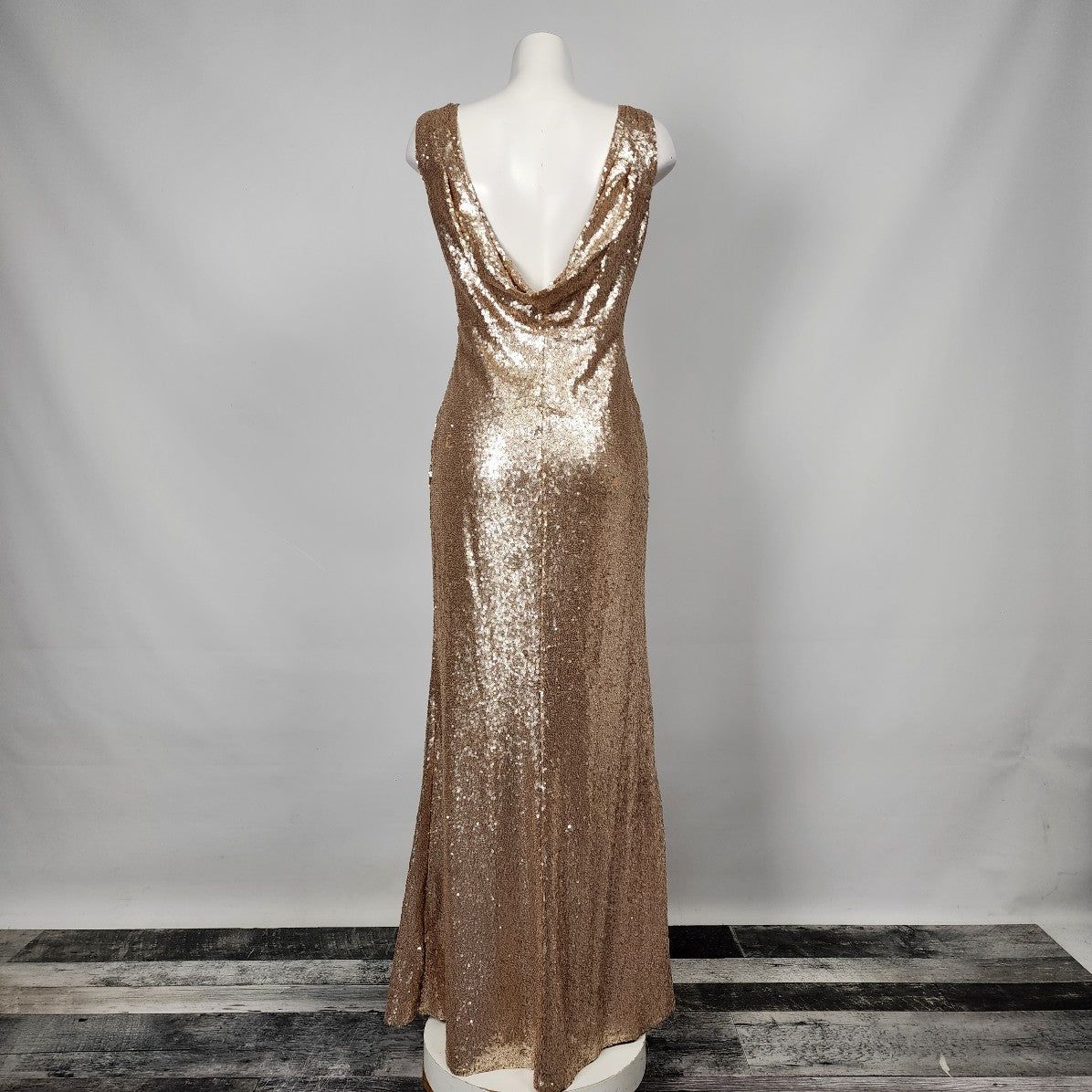 Lulus Gold Sequin Low Back Mermaid Dress Size M-L
