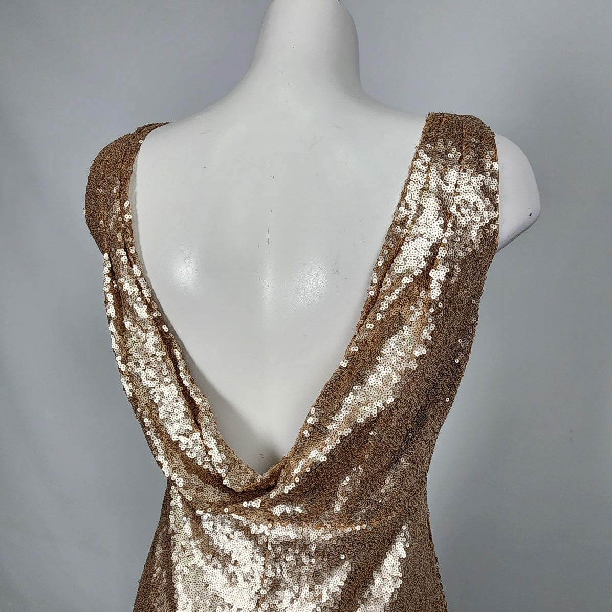Lulus Gold Sequin Low Back Mermaid Dress Size M-L