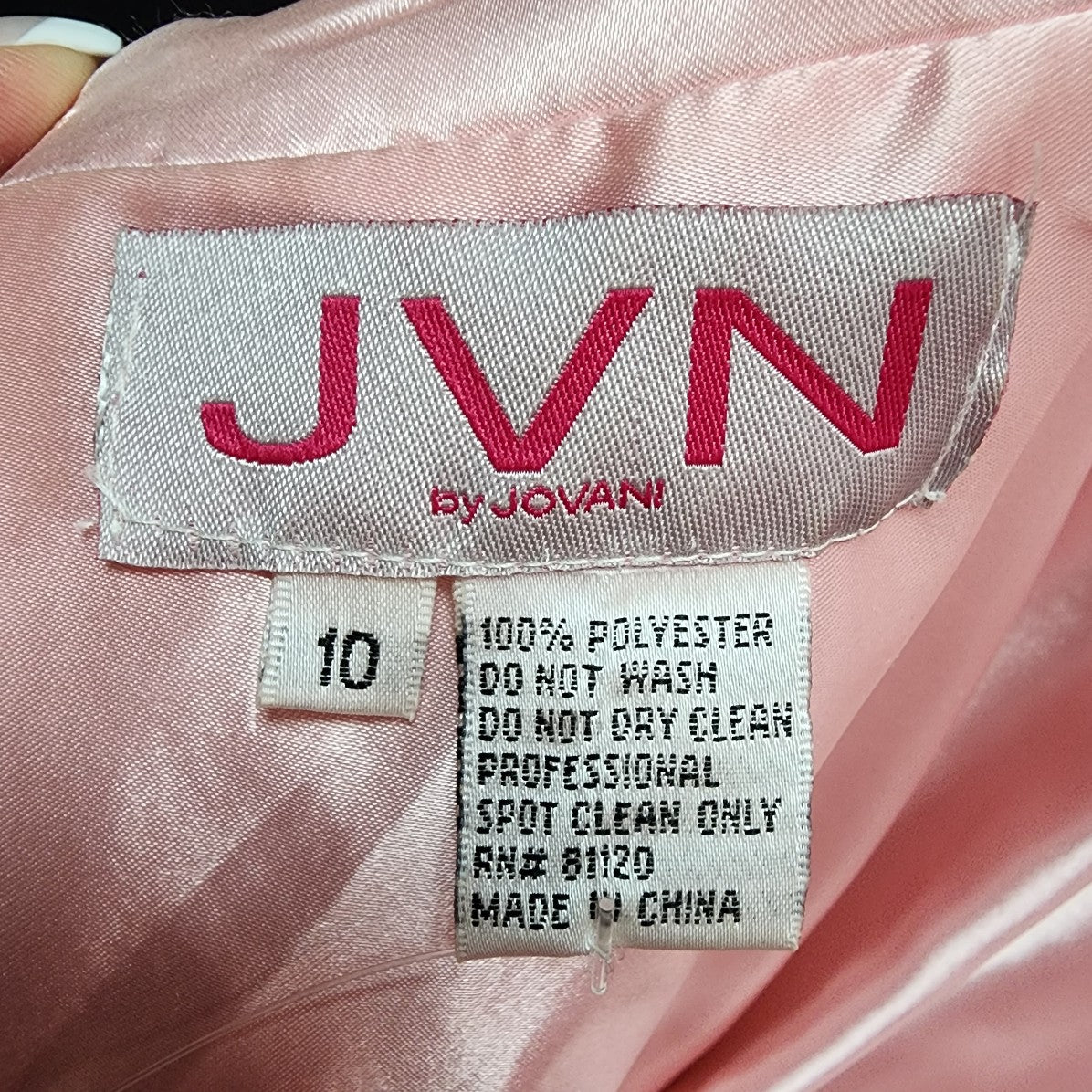 JVN by Jovani Pink Flower Lace Rhinestones Tulle Gown Size M Grad Prom Event