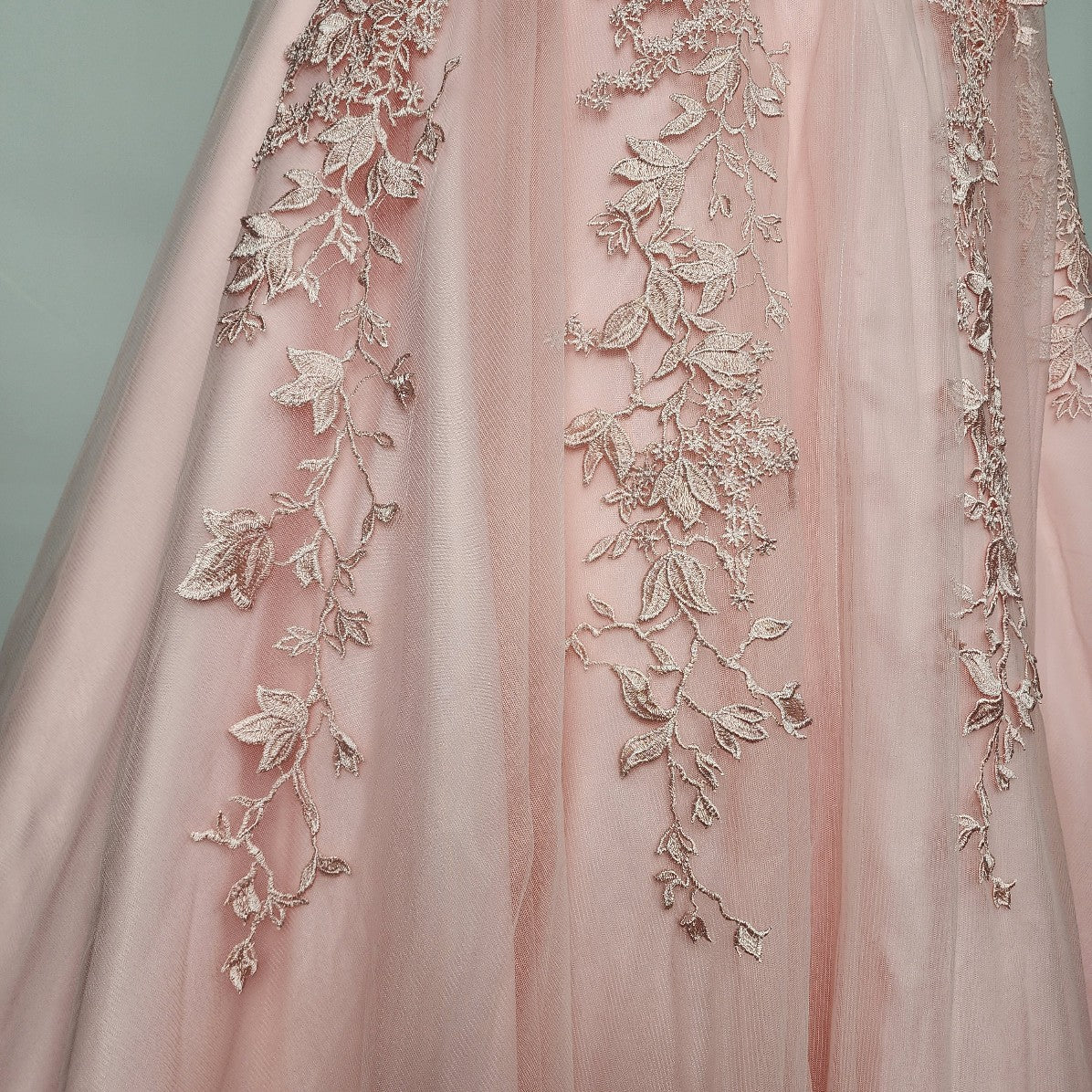 JVN by Jovani Pink Flower Lace Rhinestones Tulle Gown Size M Grad Prom Event