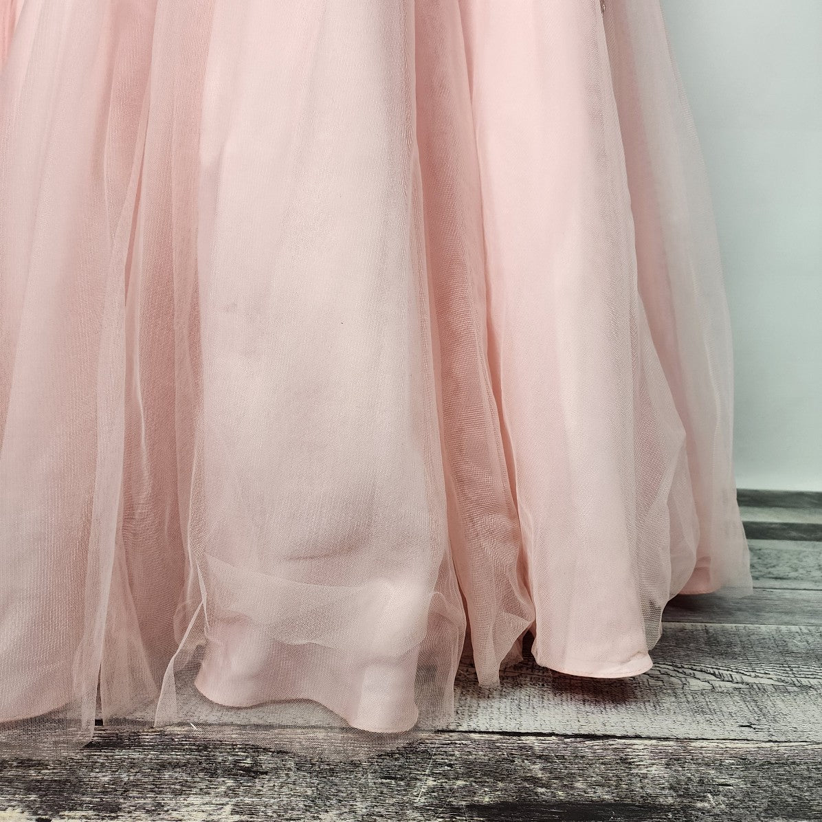 JVN by Jovani Pink Flower Lace Rhinestones Tulle Gown Size M Grad Prom Event