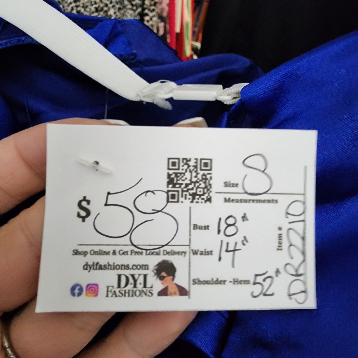 Royal Blue Satin Strapless Bridesmaid Event Gown Size S