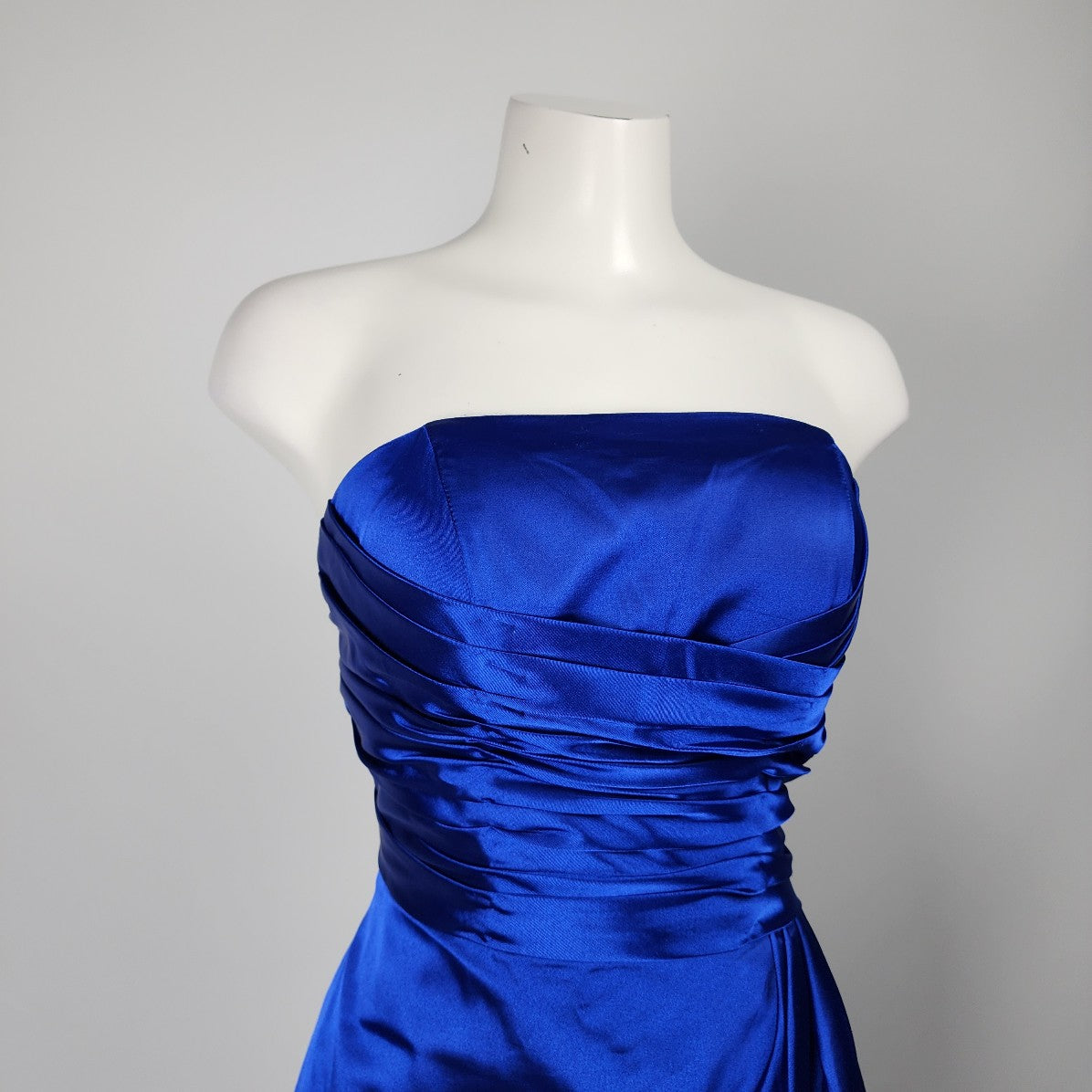 Royal Blue Satin Strapless Bridesmaid Event Gown Size S