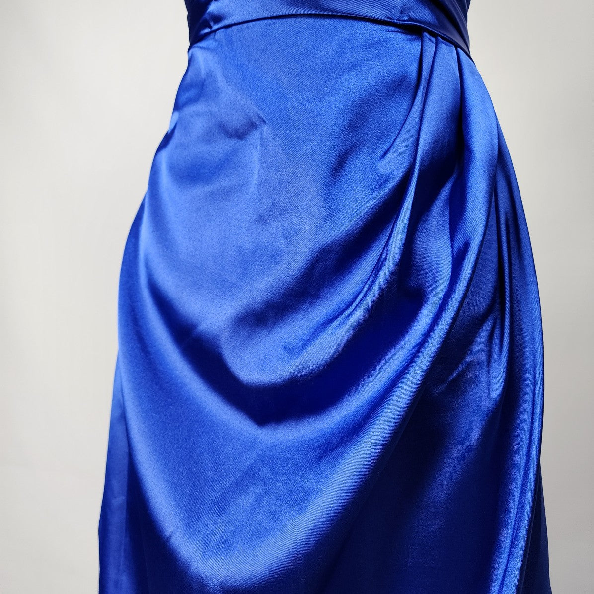 Royal Blue Satin Strapless Bridesmaid Event Gown Size S