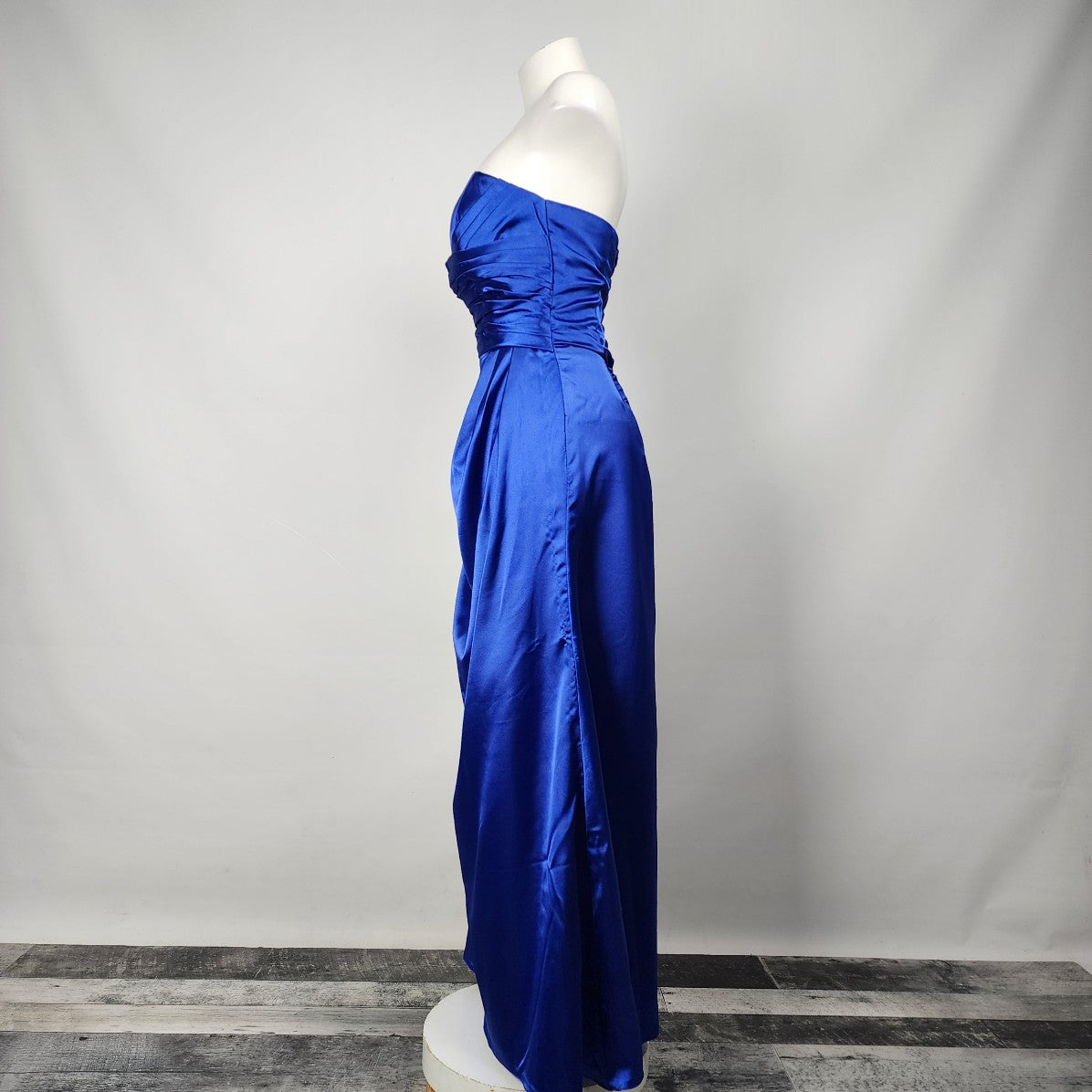 Royal Blue Satin Strapless Bridesmaid Event Gown Size S