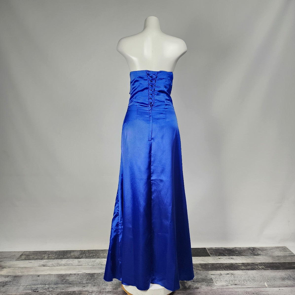 Royal Blue Satin Strapless Bridesmaid Event Gown Size S