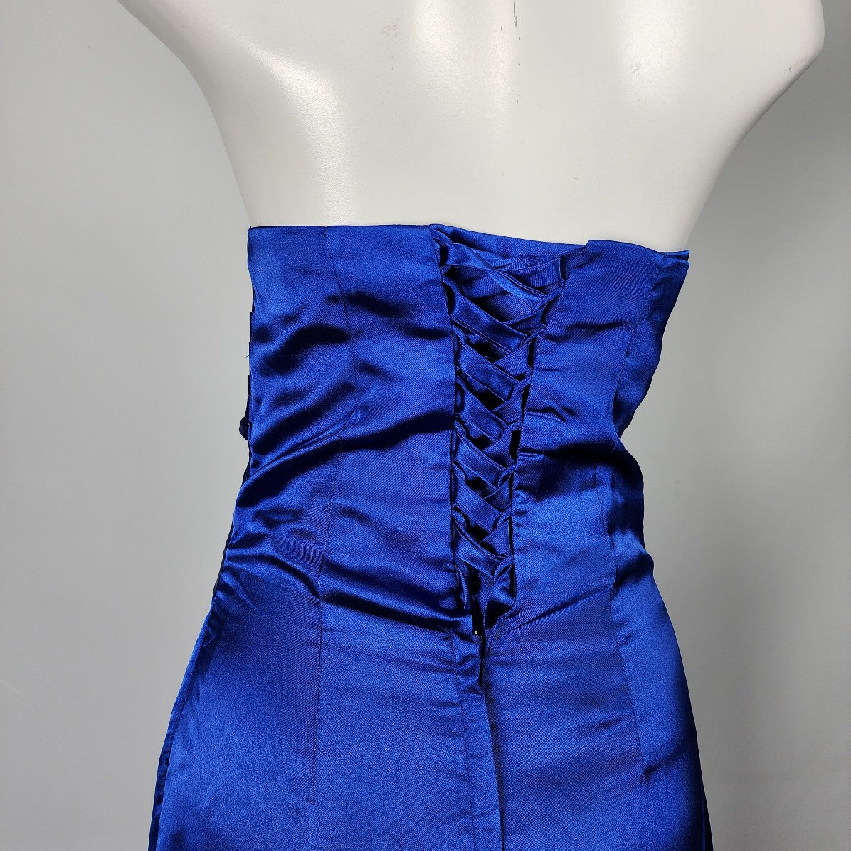 Royal Blue Satin Strapless Bridesmaid Event Gown Size S