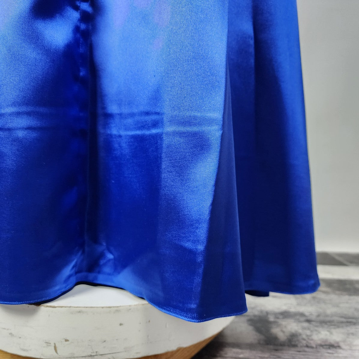 Royal Blue Satin Strapless Bridesmaid Event Gown Size S