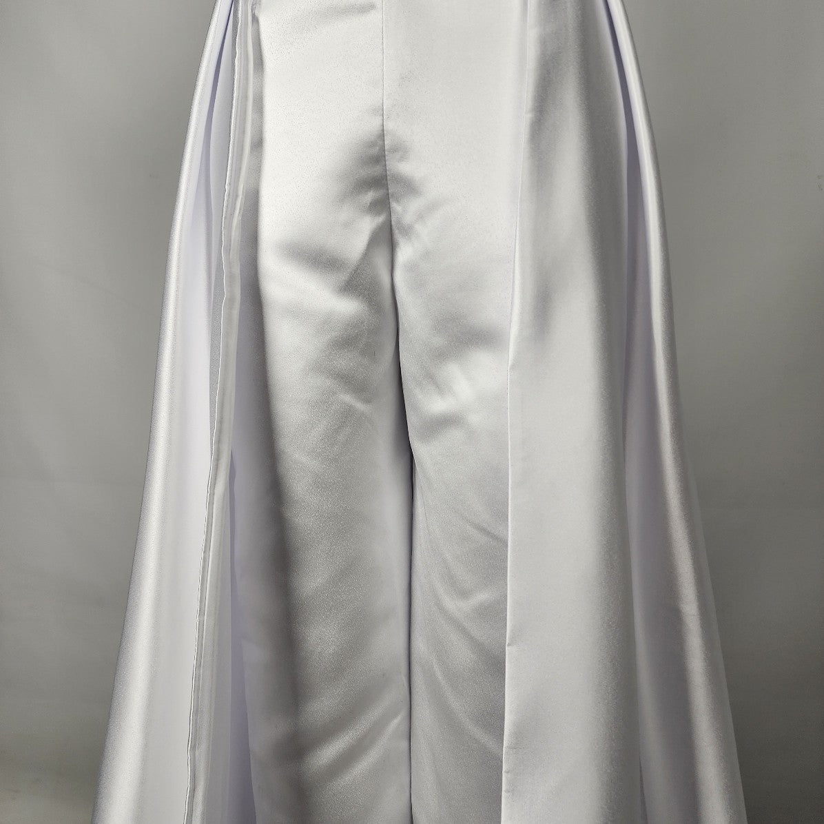 White Satin Jumpsuit Skirted Wedding Dress Size M/L