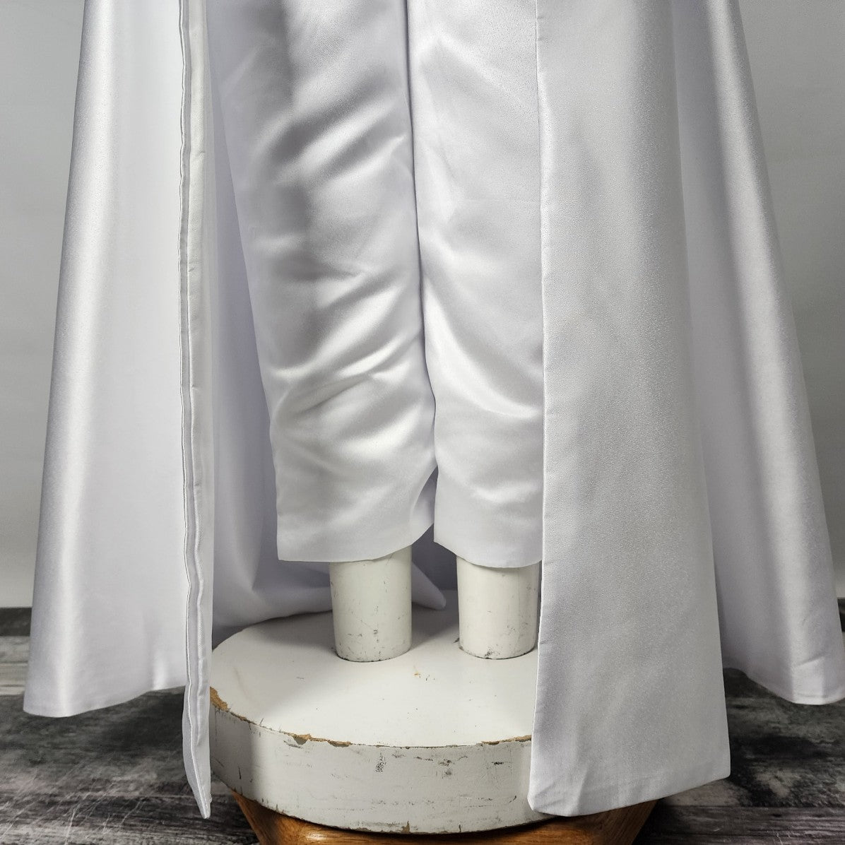 White Satin Jumpsuit Skirted Wedding Dress Size M/L