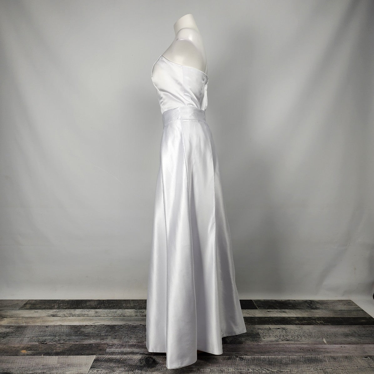 White Satin Jumpsuit Skirted Wedding Dress Size M/L
