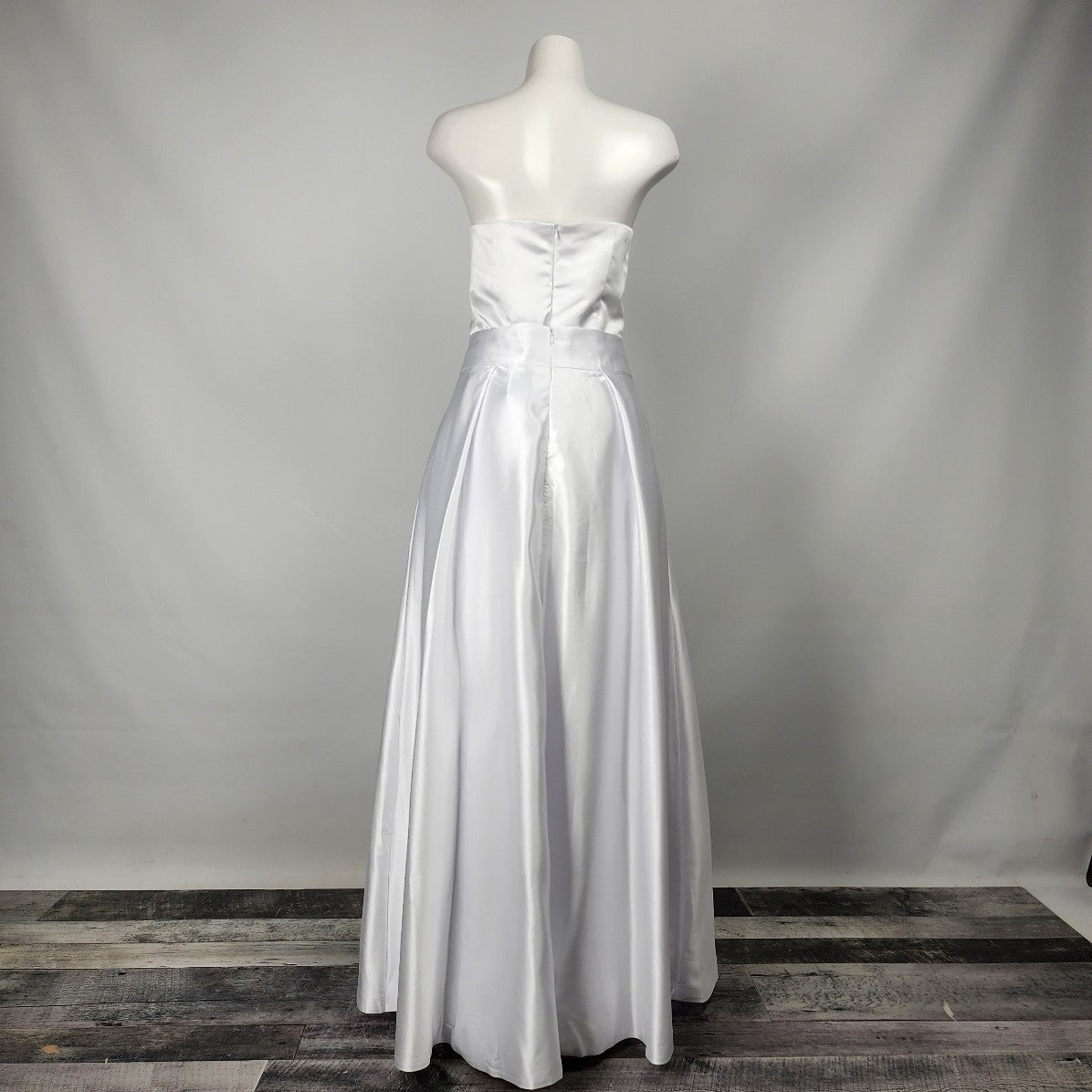 White Satin Jumpsuit Skirted Wedding Dress Size M/L