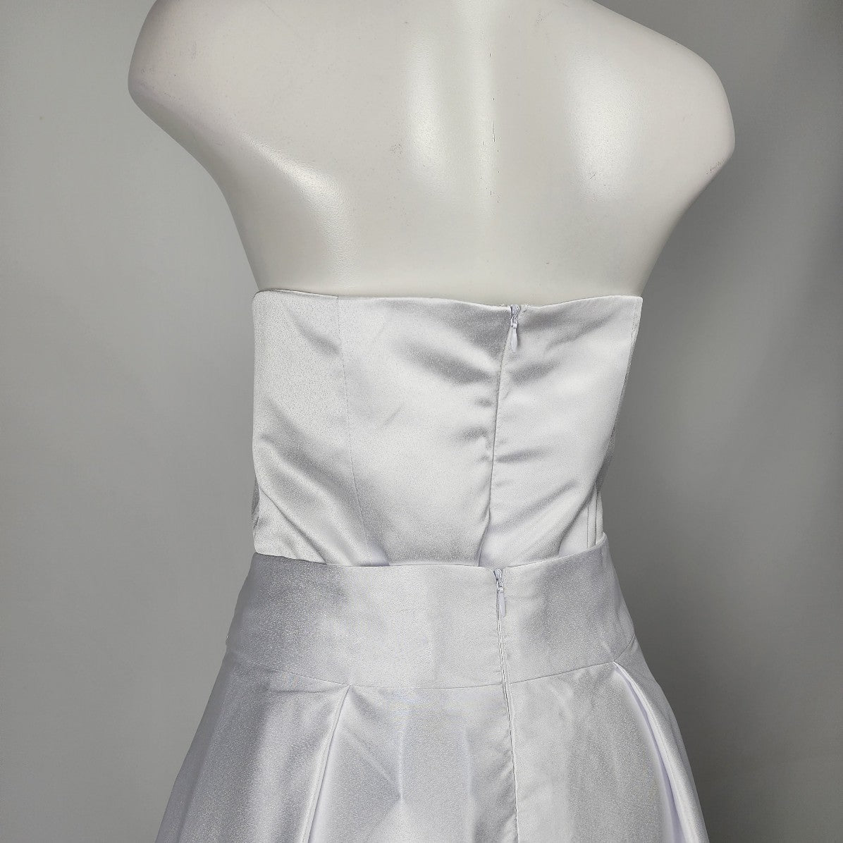 White Satin Jumpsuit Skirted Wedding Dress Size M/L