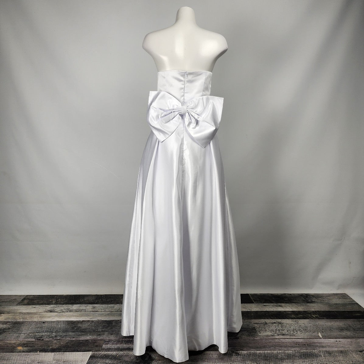White Satin Jumpsuit Skirted Wedding Dress Size M/L