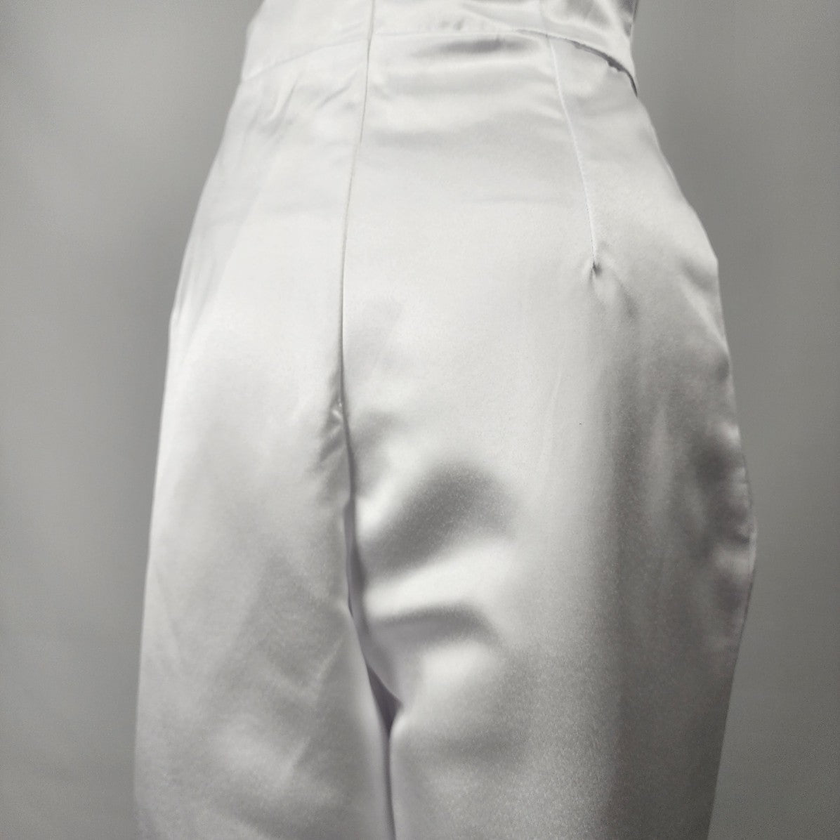 White Satin Jumpsuit Skirted Wedding Dress Size M/L
