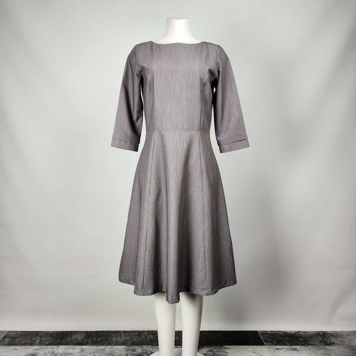 Awama Grey 3/4 Sleeve Fit & Flare Dress Size M/L