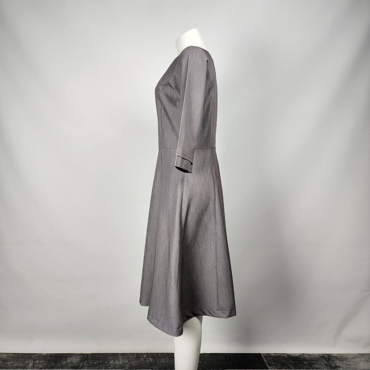 Awama Grey 3/4 Sleeve Fit & Flare Dress Size M/L