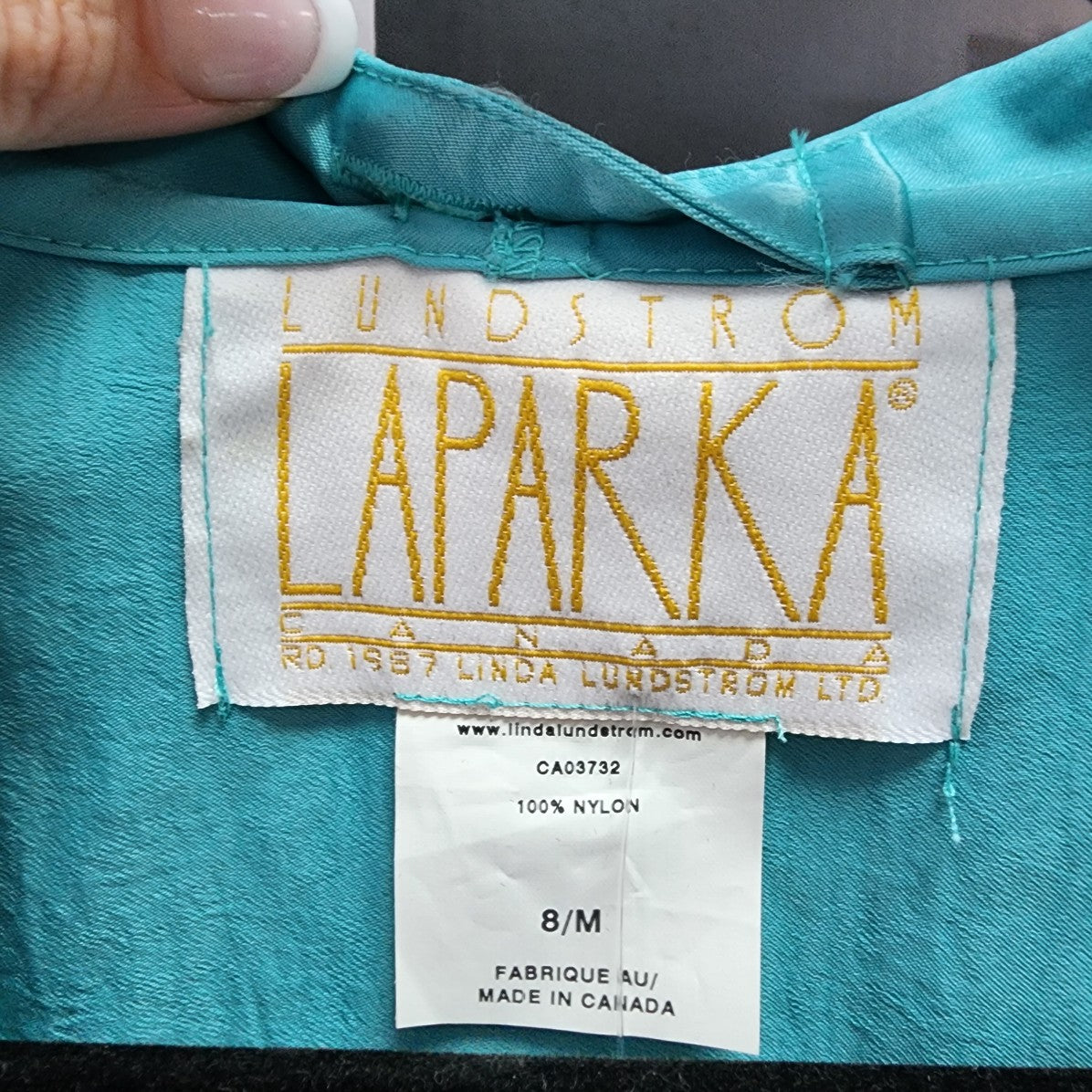 Vintage Lundstorm Laparka Aqua Blue Rain Jacket Coat Size M/L