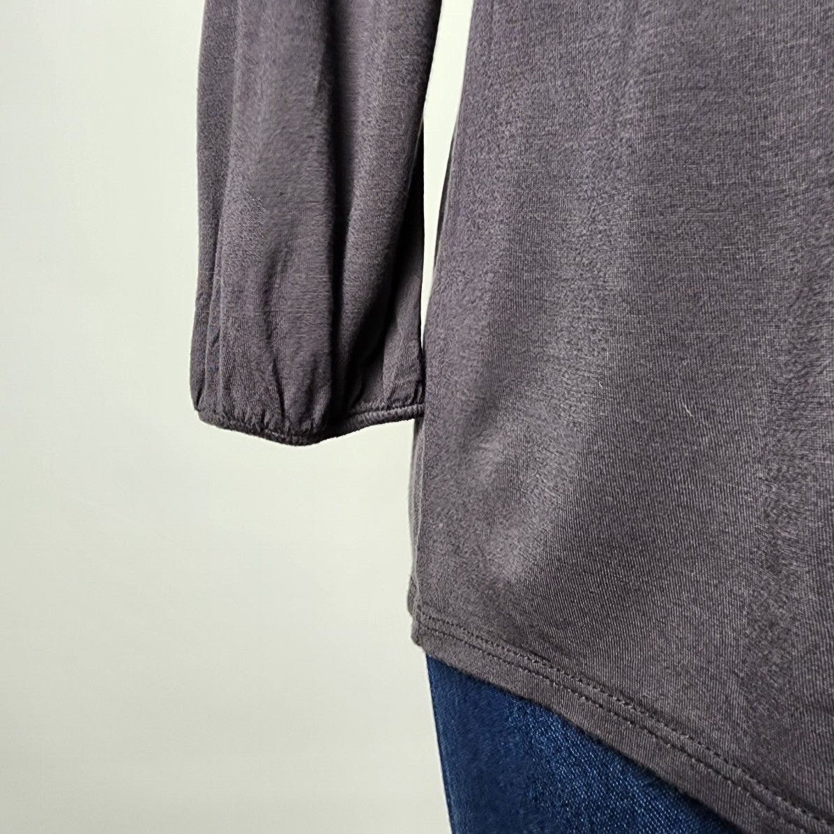 Anthropologie One September Grey Long Sleeve Peasant Top Size XS/S