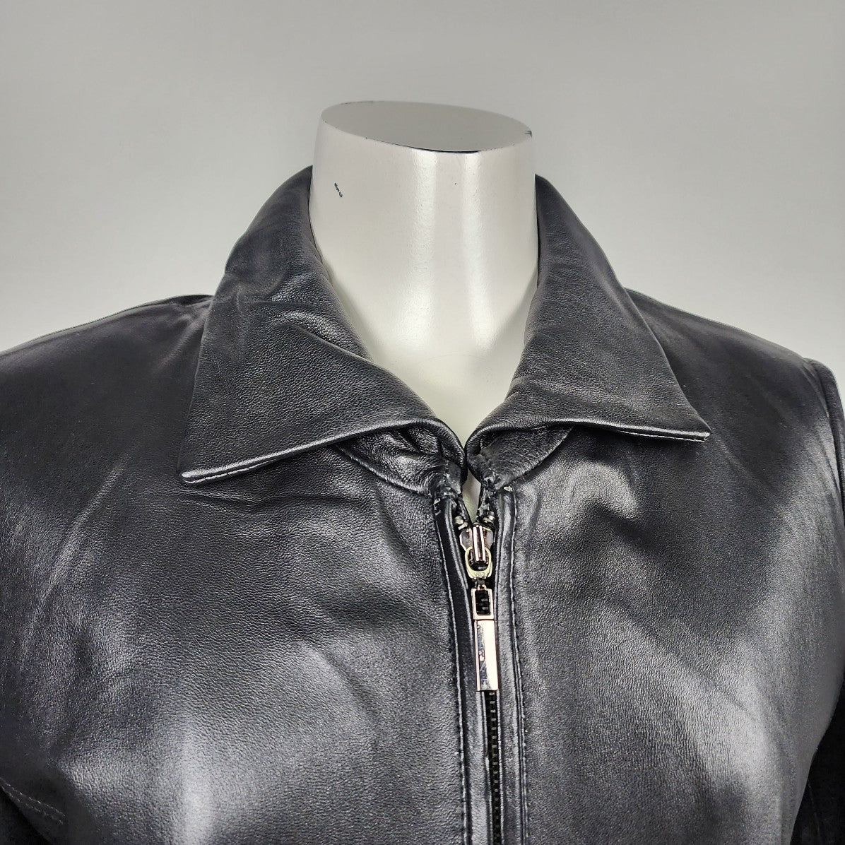 Jaclyn Smith Black Leather Zip Up Jacket Size S
