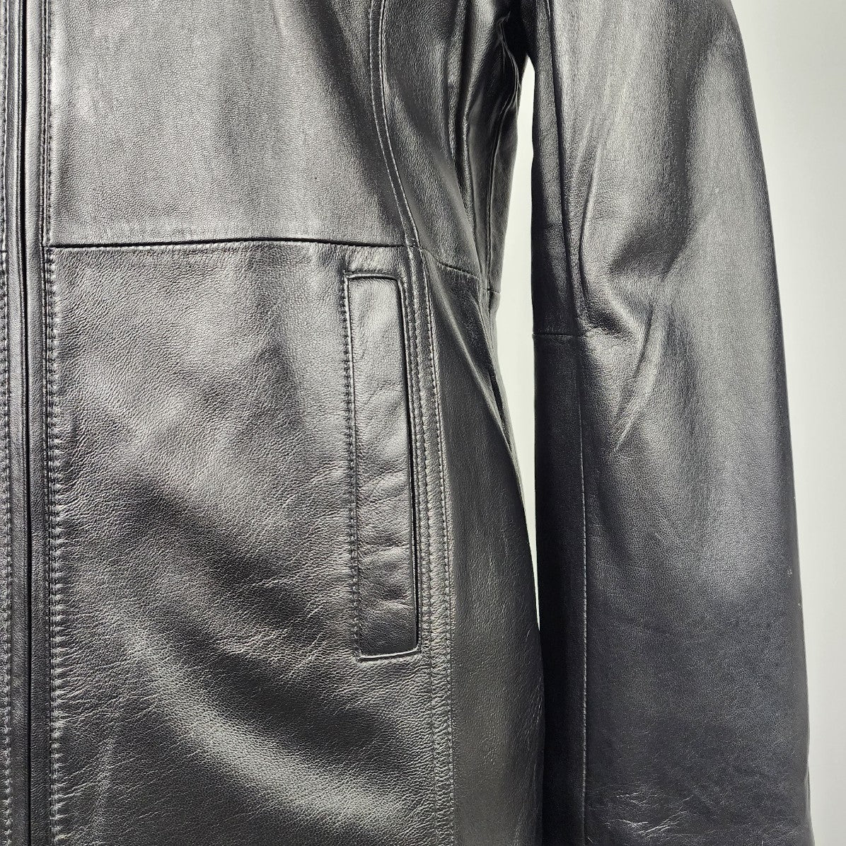 Jaclyn Smith Black Leather Zip Up Jacket Size S
