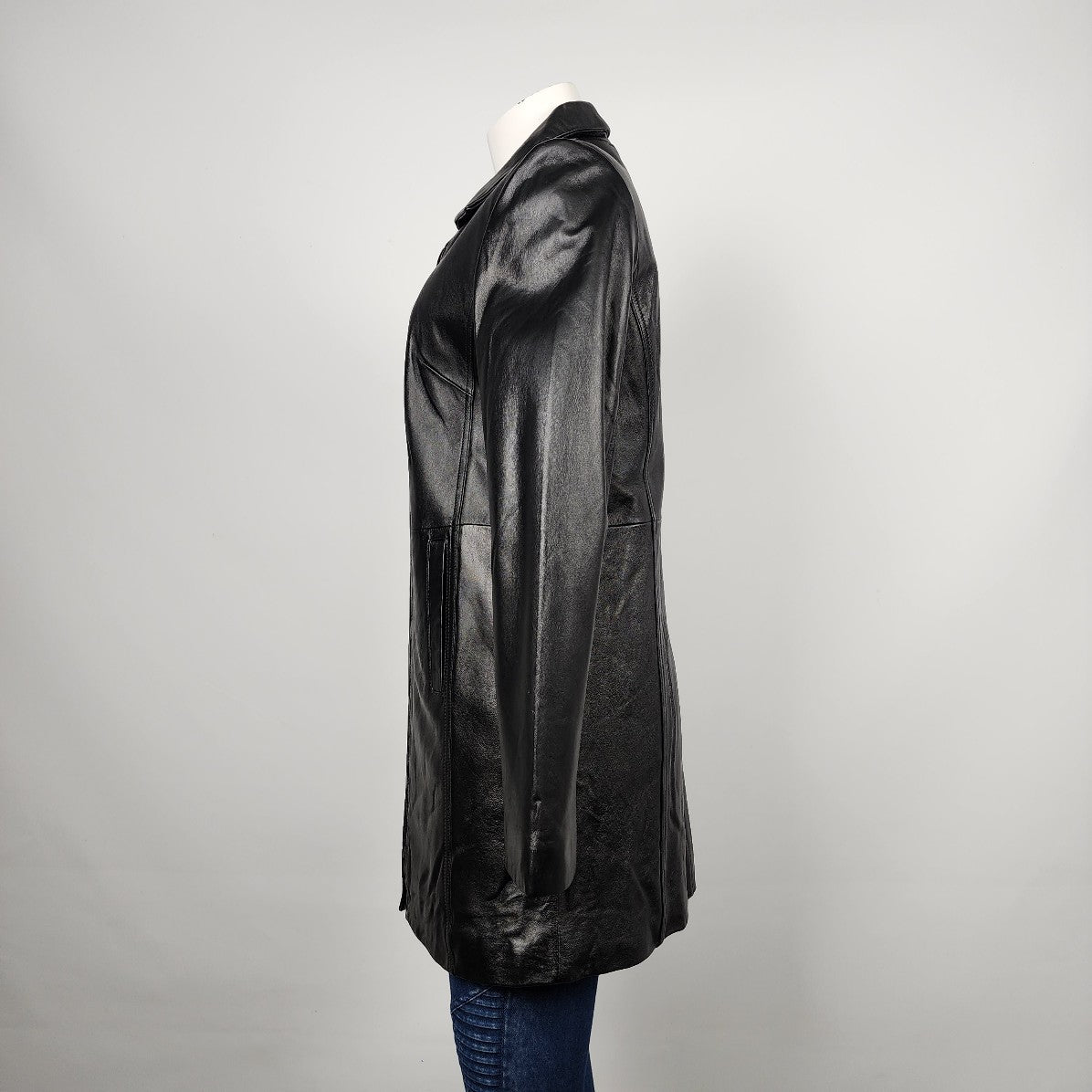 Jaclyn Smith Black Leather Zip Up Jacket Size S