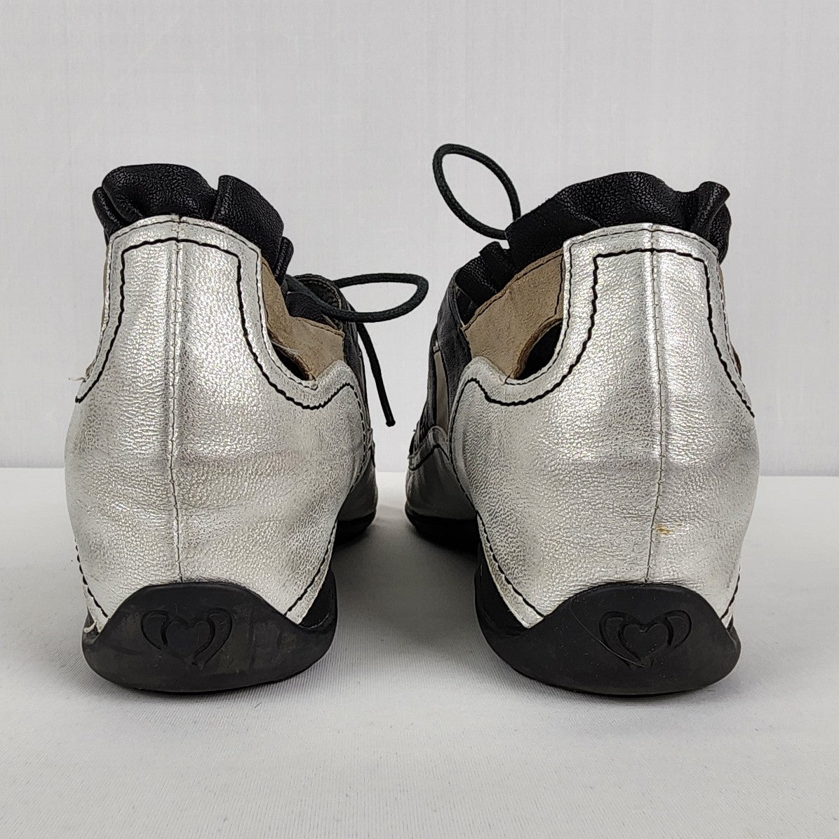 Mam Zelle Black Metallic Leather Lace Up Shoes Size 8
