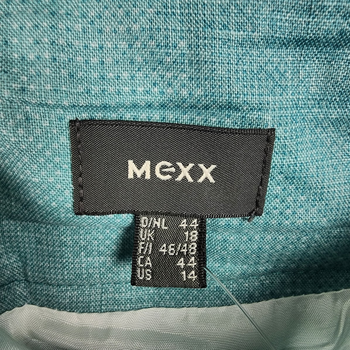 Mexx Blue Hombre Belted Linen Knee Length Skirt Size 14