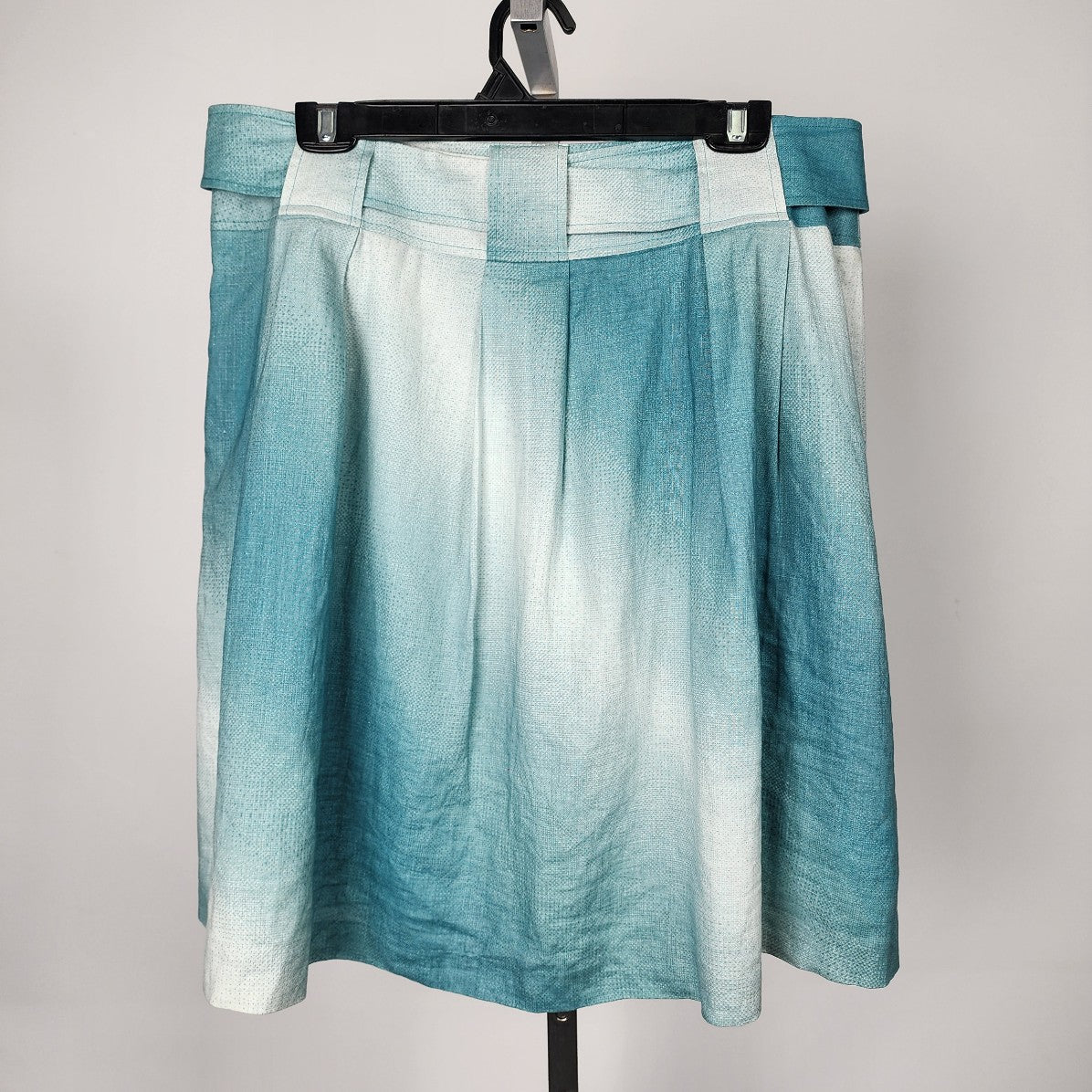 Mexx Blue Hombre Belted Linen Knee Length Skirt Size 14