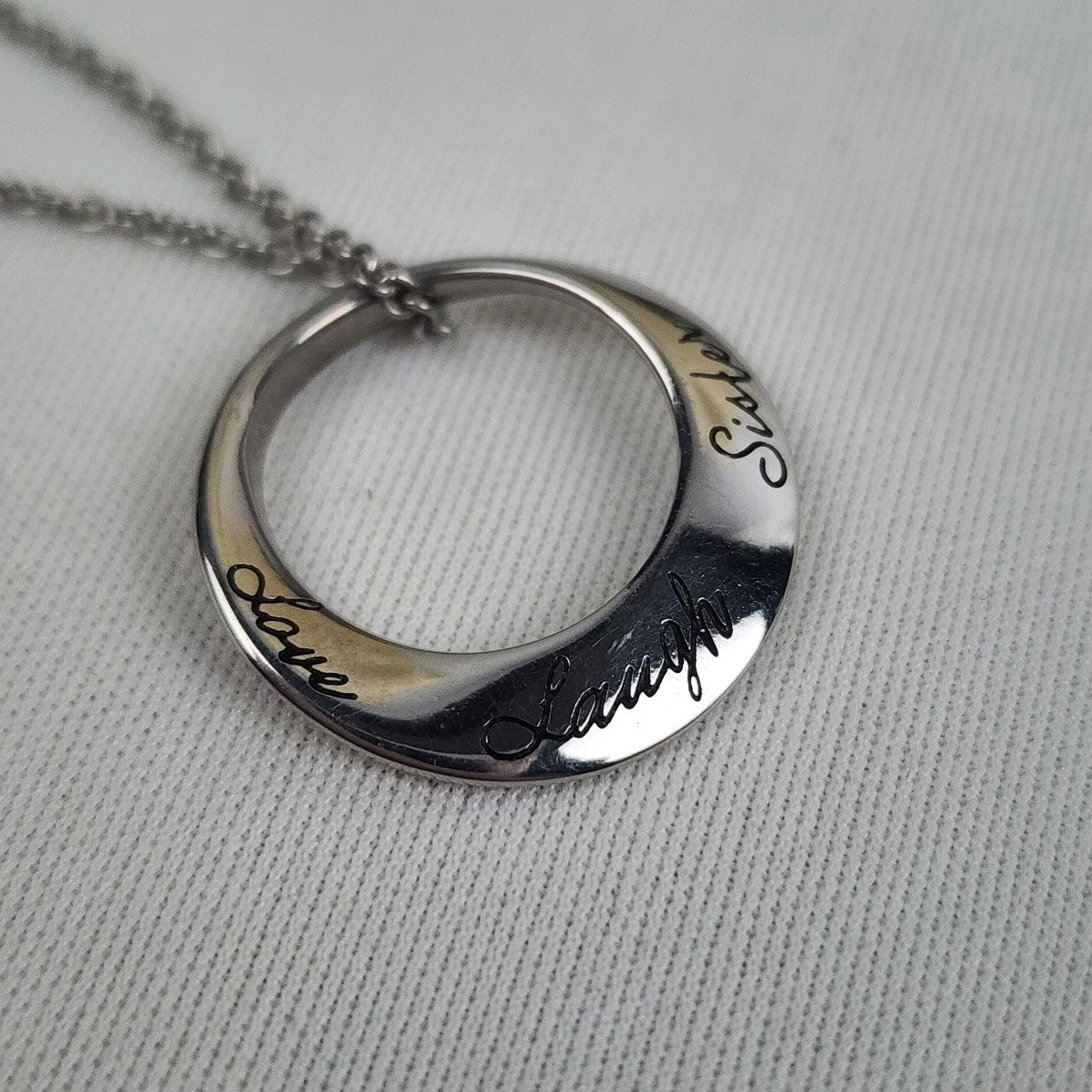 HMK Lic Stainless Steel Love Laugh Sister Pendant Necklace