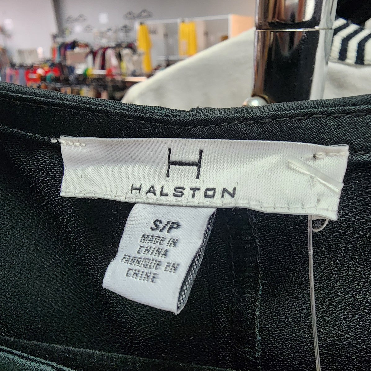 Halston Green Satin Sleeveless Blouse Top Size S/M
