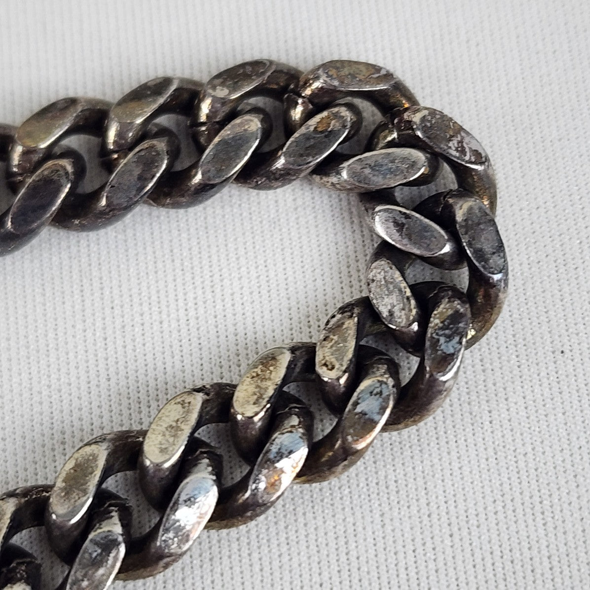Vintage Silver Chunky Chain Faceted Glass Necklace