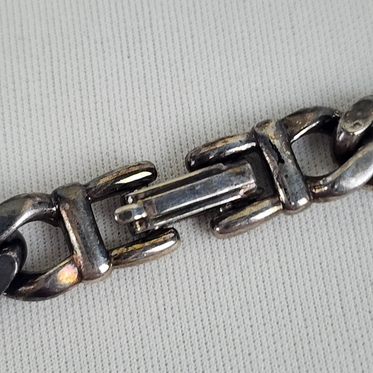Vintage Silver Chunky Chain Faceted Glass Necklace