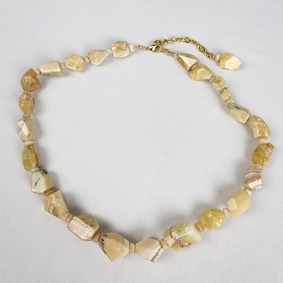 Yellow Opal Cut Stone Beaded Necklace