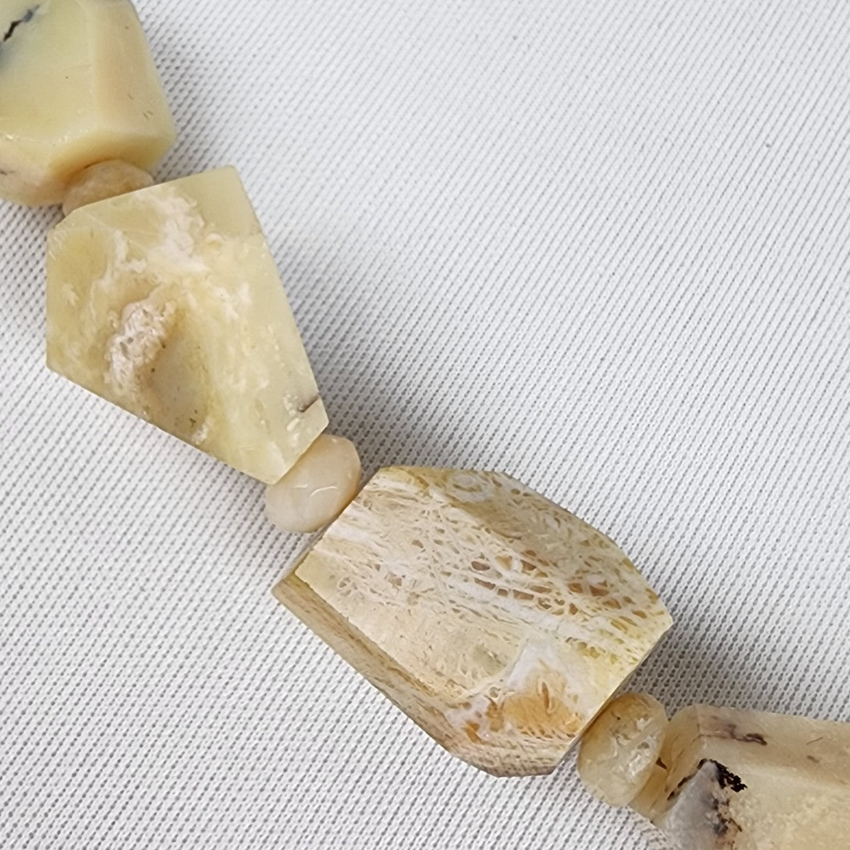 Yellow Opal Cut Stone Beaded Necklace