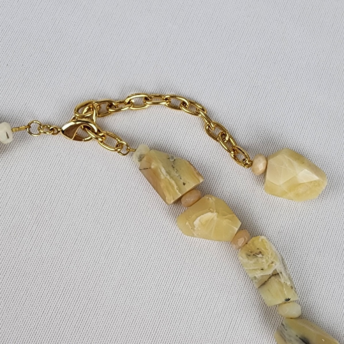 Yellow Opal Cut Stone Beaded Necklace
