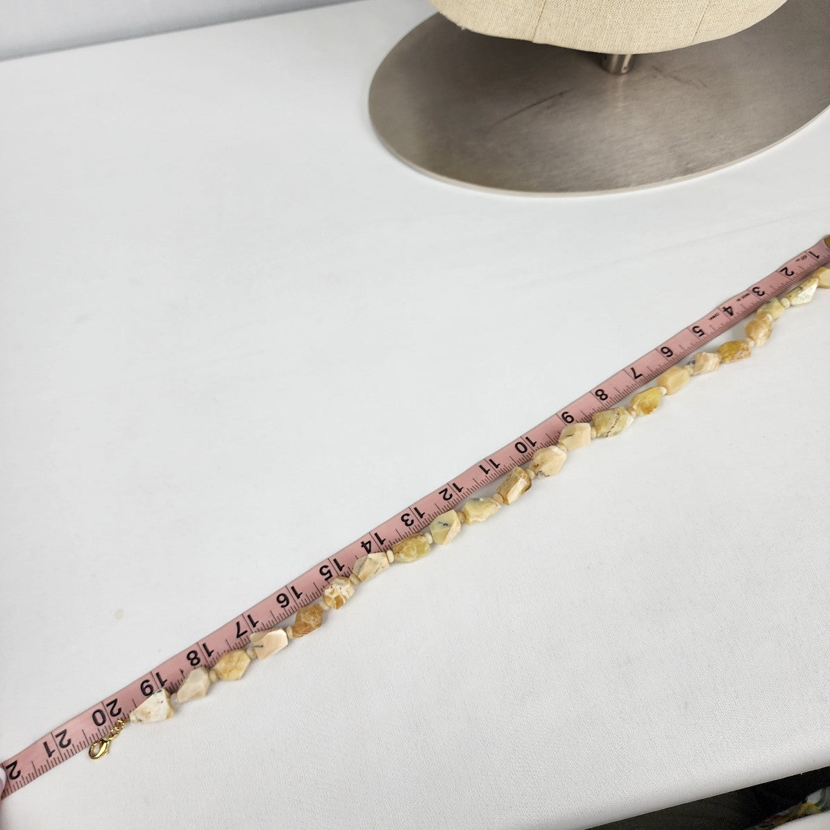 Yellow Opal Cut Stone Beaded Necklace