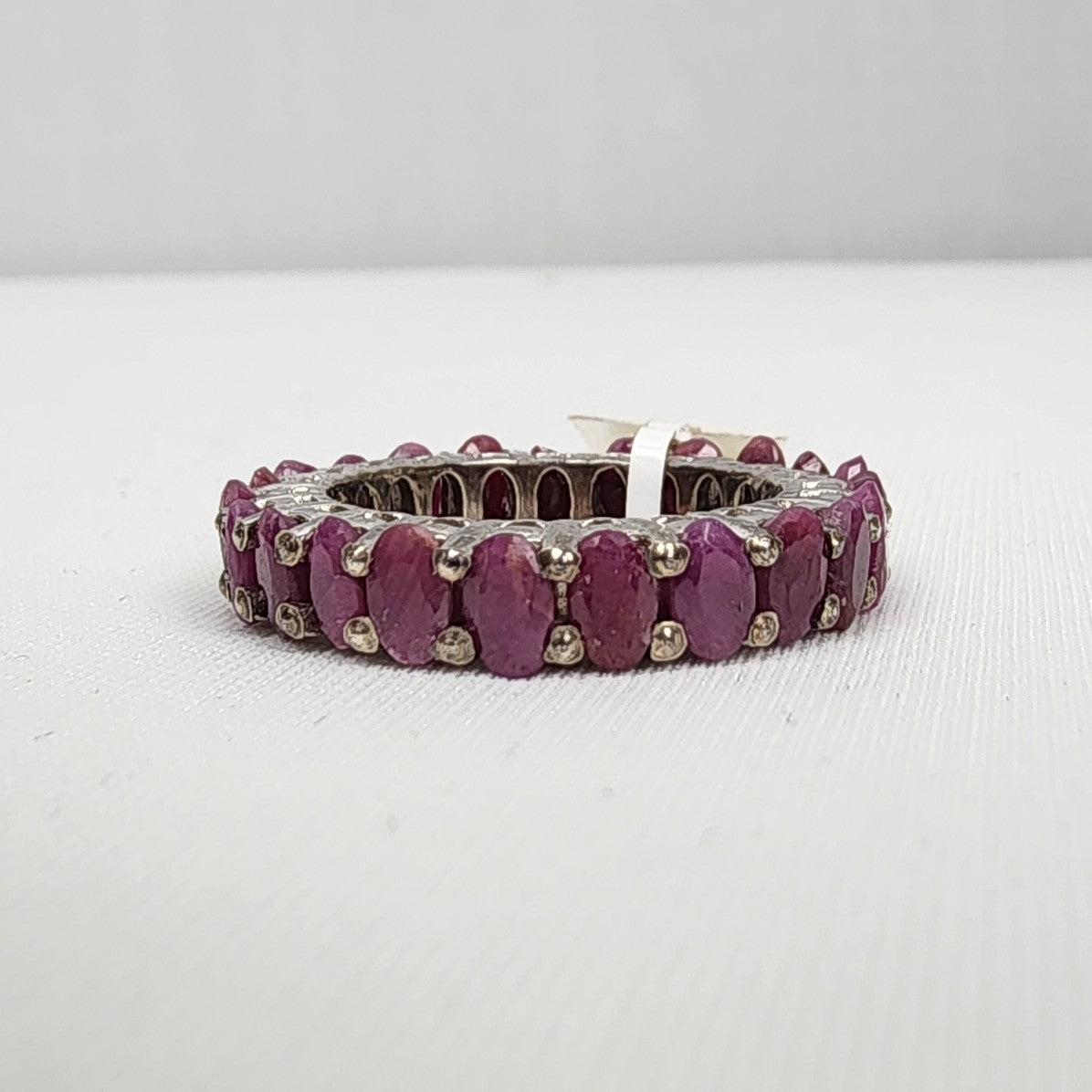 925 Sterling Silver Purple Natural Stone Studded Ring Size 9