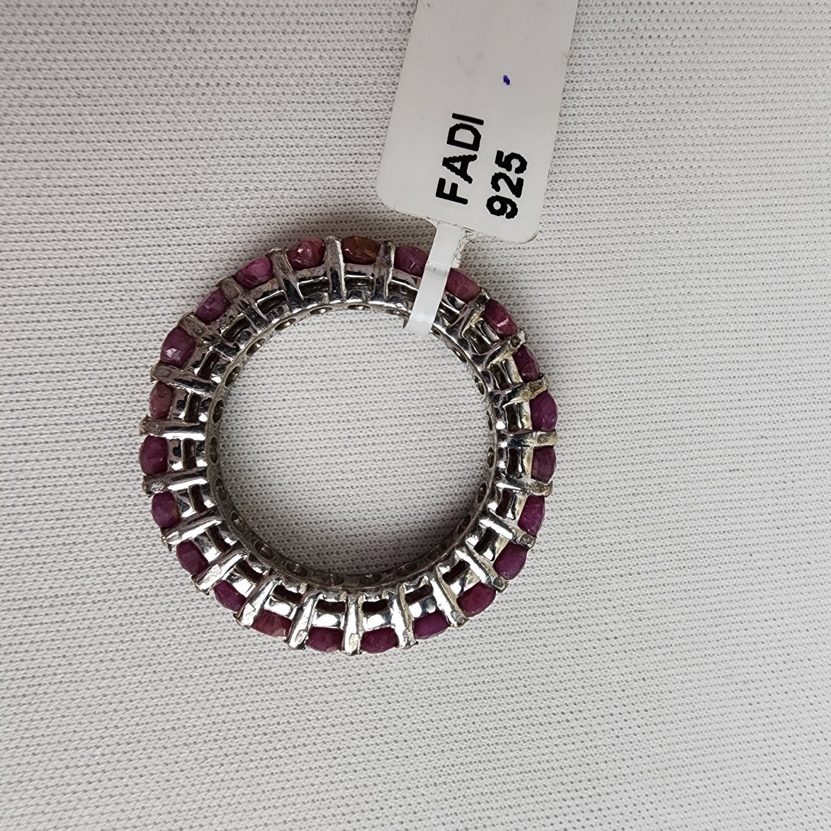 925 Sterling Silver Purple Natural Stone Studded Ring Size 9