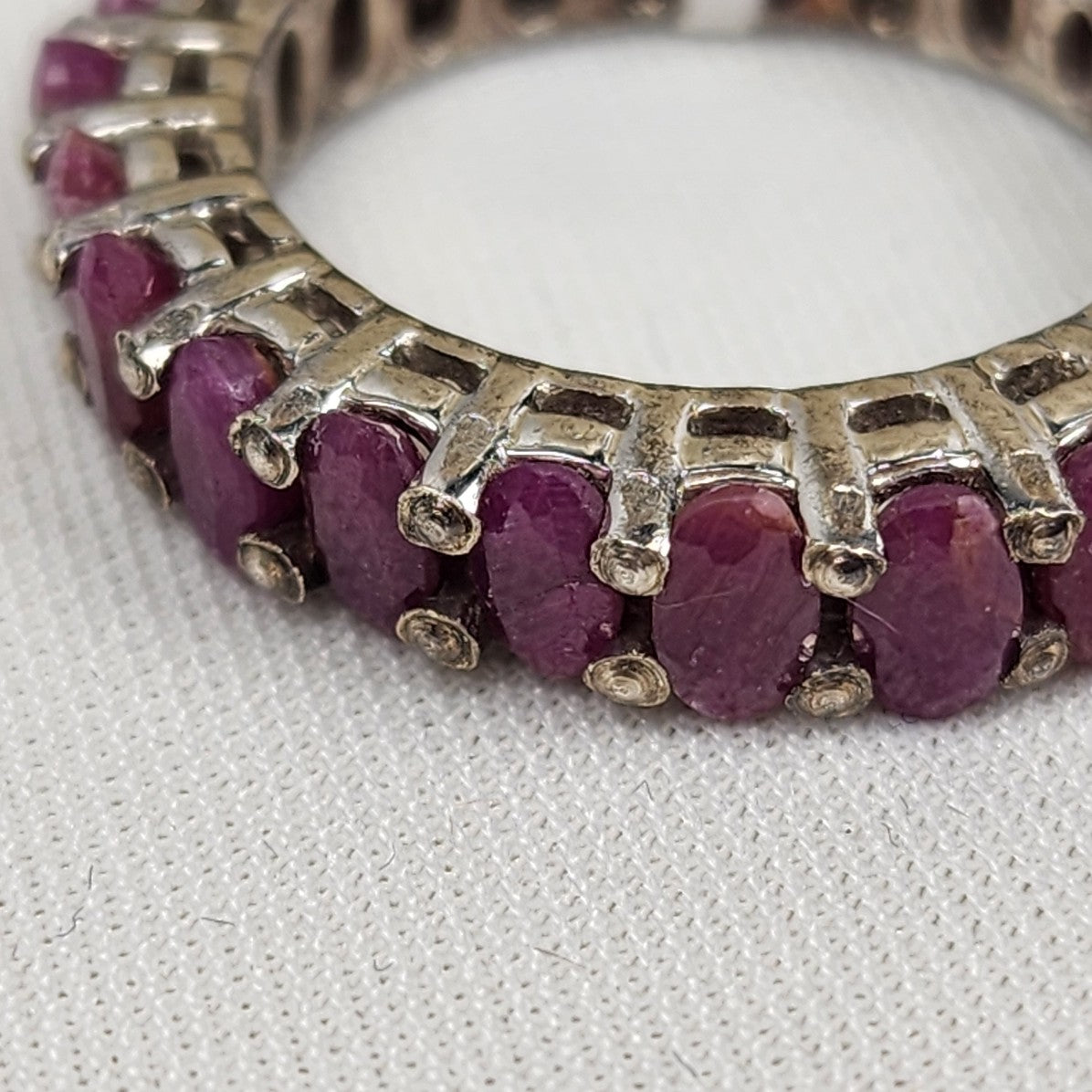 925 Sterling Silver Purple Natural Stone Studded Ring Size 9