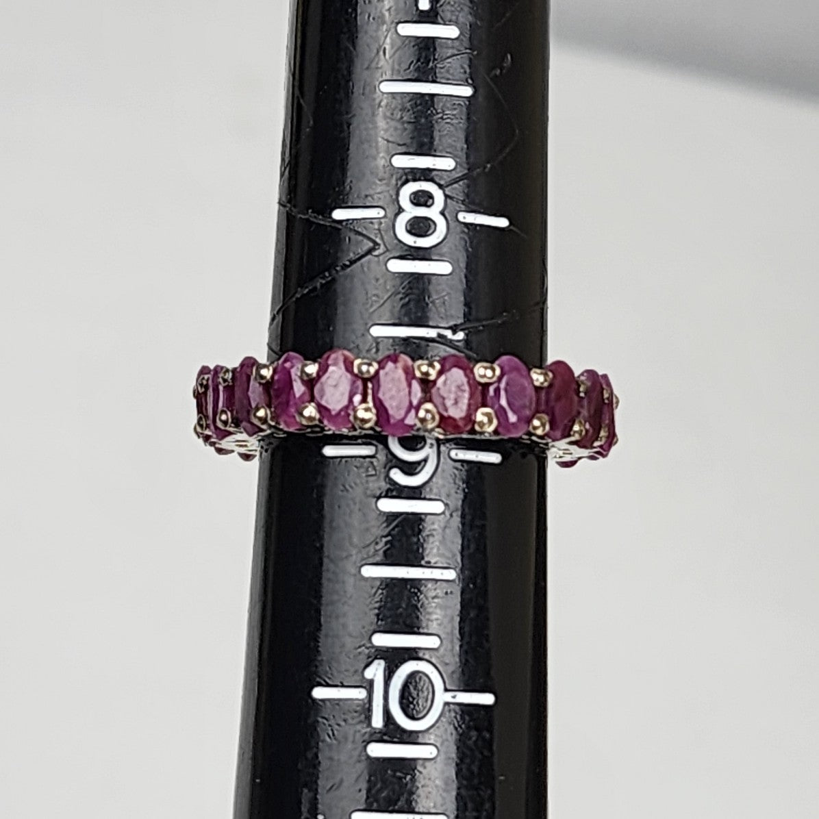 925 Sterling Silver Purple Natural Stone Studded Ring Size 9