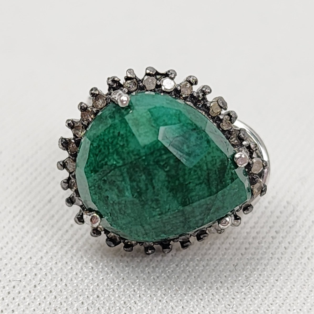 Sterling Silver Green Natural Faceted Stone Stud Earrings