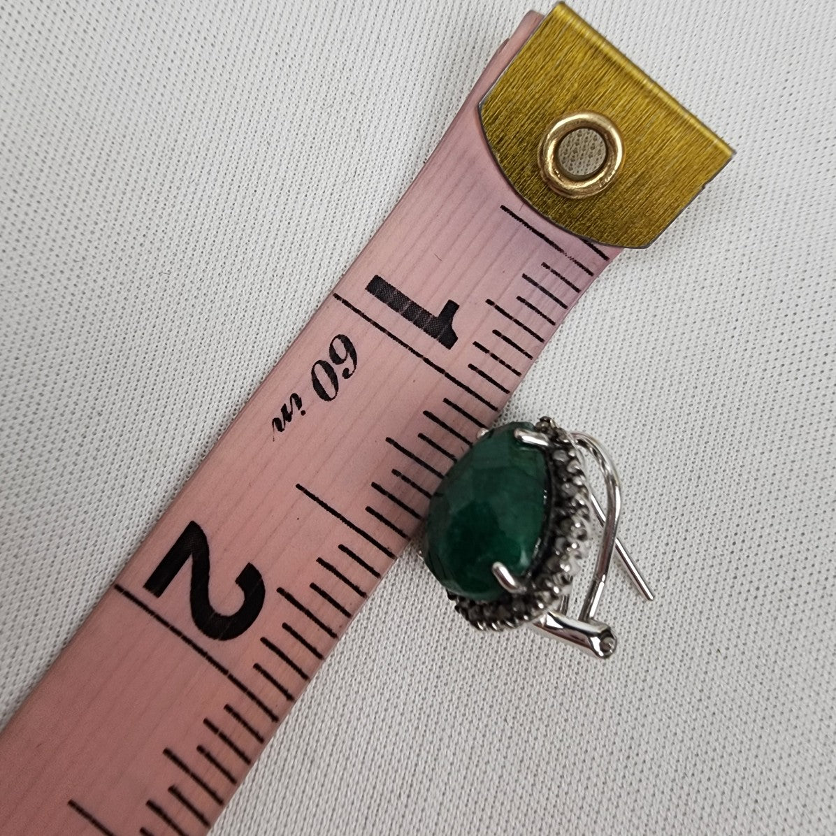 Sterling Silver Green Natural Faceted Stone Stud Earrings