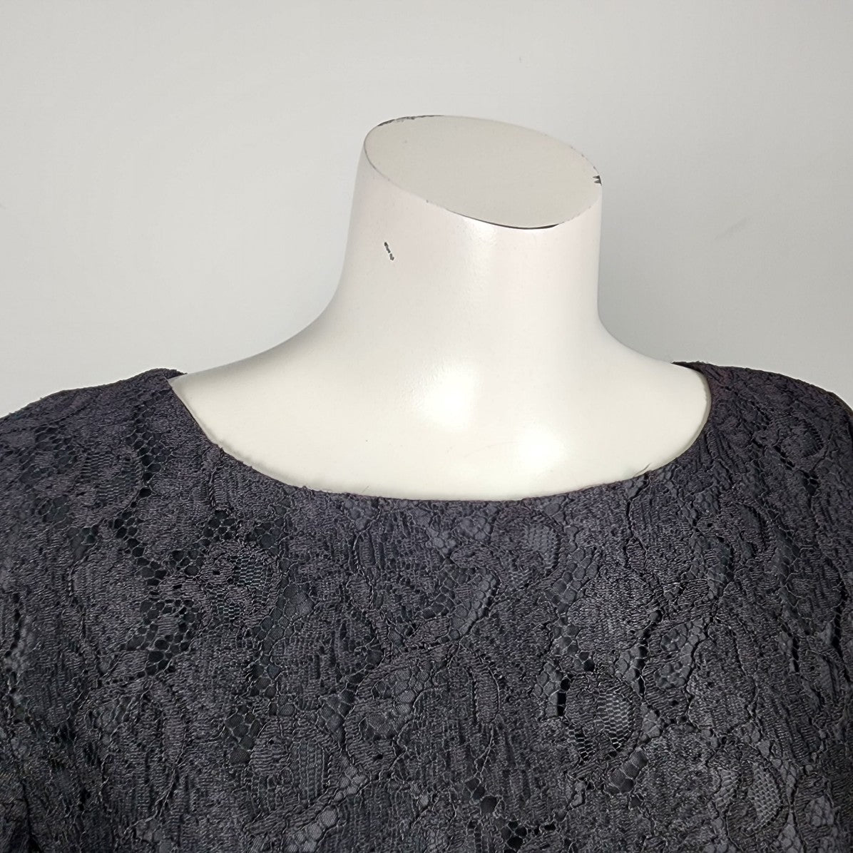 Vintage Laurence Dress Black Lace Sheath Belted Dress Size S
